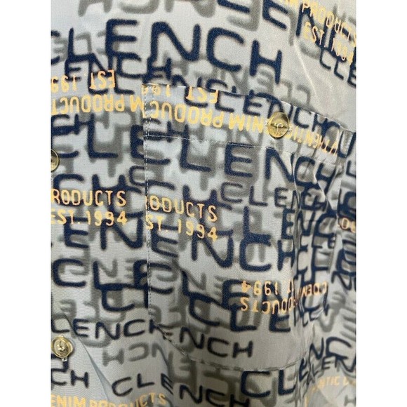 Clench Jeans Blue Clench All Over Print Button Up Shirt Mens Size XL - Picture 4 of 8